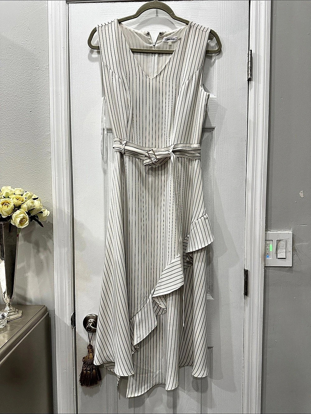 Calvin Klein Striped midi Dress Size 6 Like New